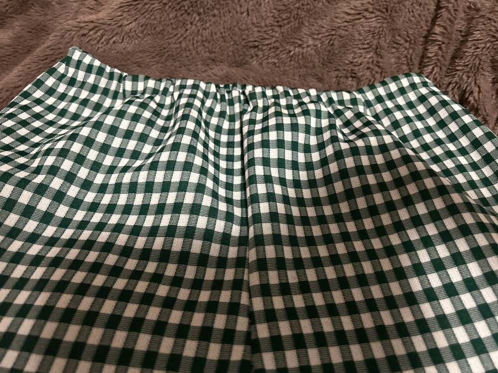 Free People Dark Green and White Gingham Wide Leg Pull-On Pants - Picture 4 of 5